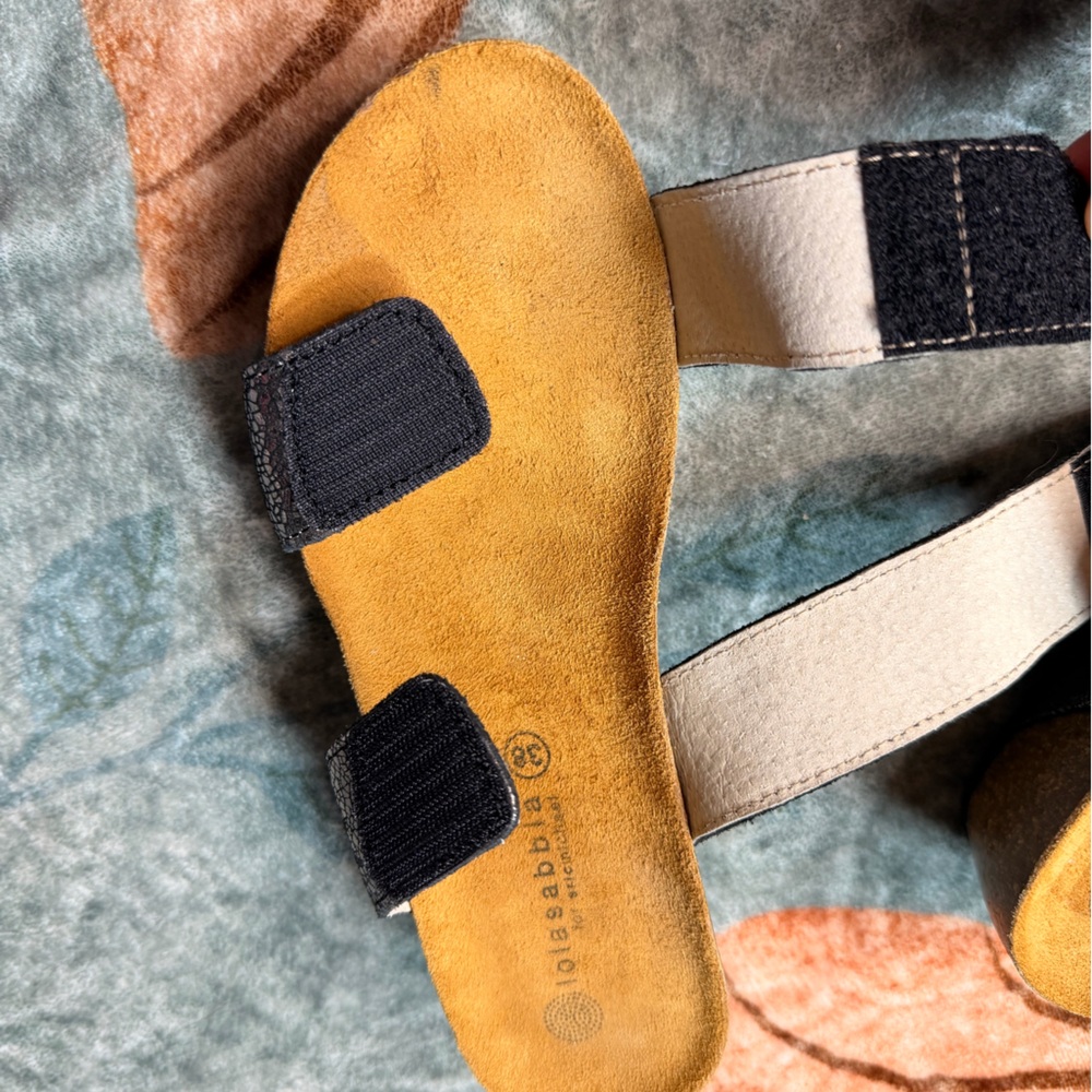 Eric Michael Metallic Silver and Tan Slide Sandals - Picture 5 of 5